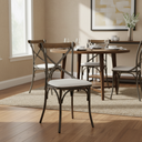 LH Home Metal Crossback Leather Cushion Seat