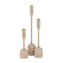 Renwil Vesta Indoor Iron Set of 3 Tapered Candle Holder - Satin Brass