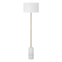 Renwil Lozica 62.5" Tall Antique Brushed Brass Floor Lamp with Drum Linen Shade