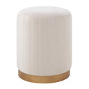 Renwil Baylor Indoor Poly-Velvet Ottoman - Off-White