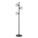 Renwil Khera 62" Tall Matte Black Floor Lamp with Globe Glass Shade