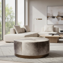 Mercana Zahavi 36" x 36" x 16" Leather,Metal Ottoman