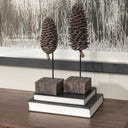 Mercana Pinterra 3.9" x 3.9" x 11" Solid Wood Decorative Object