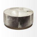Mercana Zahavi 36" x 36" x 16" Leather,Metal Ottoman