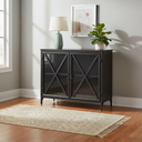 Mercana Poppy 40.3" x 16" x 33" Glass,Iron Accent Cabinet