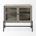 Mercana Arelius 36" x 22" x 27" Glass,Solid Wood,Steel Accent Cabinet