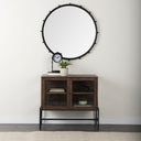 Mercana Arelius 36" x 18.8" x 32" Glass,Iron,Solid Wood Accent Cabinet