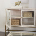 Mercana Arelius 36" x 18.8" x 32" Glass,Iron,Solid Wood Accent Cabinet