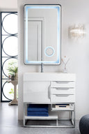 Glossy White / Brushed Nickel / Glossy White - 1 Faucet Hole
