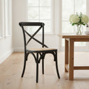LH Home Cross Back Chair with Natural Brown Rattan Seat