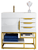Glossy White / Radiant Gold - 1 Faucet Hole