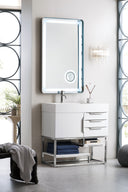 Glossy White / Brushed Nickel / Glossy White - 1 Faucet Hole