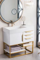 Glossy White / Radiant Gold / Glossy White - 1 Faucet Hole