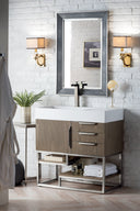 Ash Gray / Brushed Nickel / Glossy White - 1 Faucet Hole