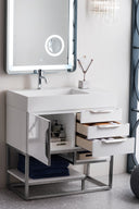 Glossy White / Brushed Nickel / Glossy White - 1 Faucet Hole