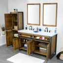 LH Home Irondale Vanity Width 61" in Solid Acacia Wood and Metal with White Basin