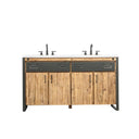 LH Home Irondale Vanity Width 61" in Solid Acacia Wood and Metal with White Basin