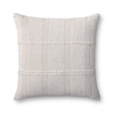 Loloi PLL0126 Ivory Hand-Woven Textured Grid Cotton Lumbar Throw Pillow