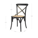 LH Home Cross Back Chair with Natural Brown Rattan Seat