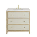 Sunwashed Oak with Embossed Shagreen Drawer Fronts / White Zeus - 3 Faucet Holes