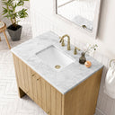 Light Natural Oak / Carrara White - 3 Faucet Holes