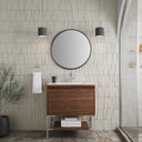 Mid-Century Walnut / Brushed Nickel / Glossy White - 1 Faucet Hole