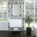 Glossy White / Brushed Nickel / Glossy White - 1 Faucet Hole