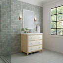 Sunwashed Oak with Embossed Shagreen Drawer Fronts / White Zeus - 3 Faucet Holes