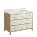 Sunwashed Oak with Embossed Shagreen Drawer Fronts / White Zeus - 1 Faucet Hole