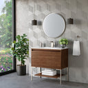 Mid-Century Walnut / Brushed Nickel / Glossy White - 1 Faucet Hole