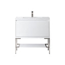 Glossy White / Brushed Nickel / Glossy White - 1 Faucet Hole