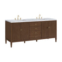 Mid-Century Walnut / Carrara White - 3 Faucet Holes