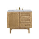 Light Natural Oak / Carrara White - 3 Faucet Holes