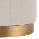 Renwil Baylor Indoor Poly-Velvet Ottoman - Off-White