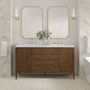 Mid-Century Walnut / Carrara White - 3 Faucet Holes