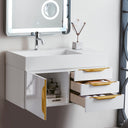 Glossy White / Radiant Gold / Glossy White - 1 Faucet Hole