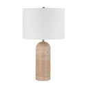 Renwil I xora 25" Tall Plated Antique Brushed Brass Iron Table Lamp with Drum Linen Shade