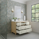 Sunwashed Oak with Embossed Shagreen Drawer Fronts / White Zeus - 1 Faucet Hole