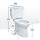 Toto Drake Two Piece Elongated 1.28 GPF Universal Height Tornado Flush Toilet with Cefiontect and 10" Rough In