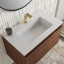 Mid-Century Walnut / Champagne Brass / Glossy White - 1 Faucet Hole