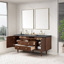 Mid-Century Walnut / Charcoal Soapstone - 3 Faucet Holes