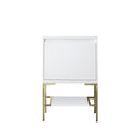Glossy White / Champagne Brass - 1 Faucet Hole