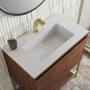 Mid-Century Walnut / Champagne Brass / Glossy White - 1 Faucet Hole