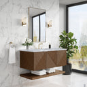 Chestnut / Carrara White - 3 Faucet Holes
