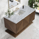 Chestnut / Carrara White - 3 Faucet Holes