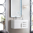 Glossy White / Brushed Nickel / Glossy White - 1 Faucet Hole