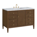 Mid-Century Walnut / Carrara White - 3 Faucet Holes
