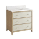 Sunwashed Oak with Embossed Shagreen Drawer Fronts / White Zeus - 1 Faucet Hole