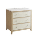 Sunwashed Oak with Embossed Shagreen Drawer Fronts / White Zeus - 3 Faucet Holes