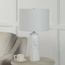 Renwil Beausoleil 25" Tall Satin Brass Iron Table Lamp with Drum Linen Shade